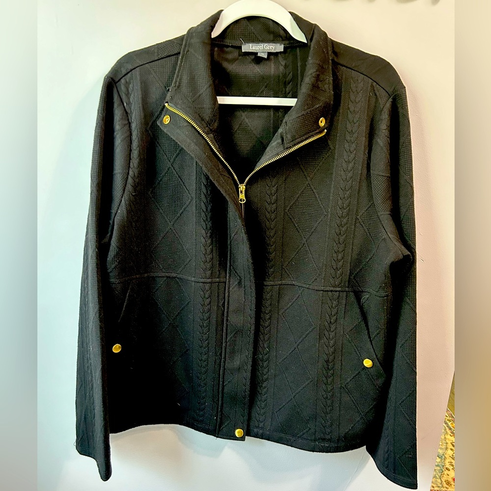 2/25 Black sweater weight jacket with gold accents